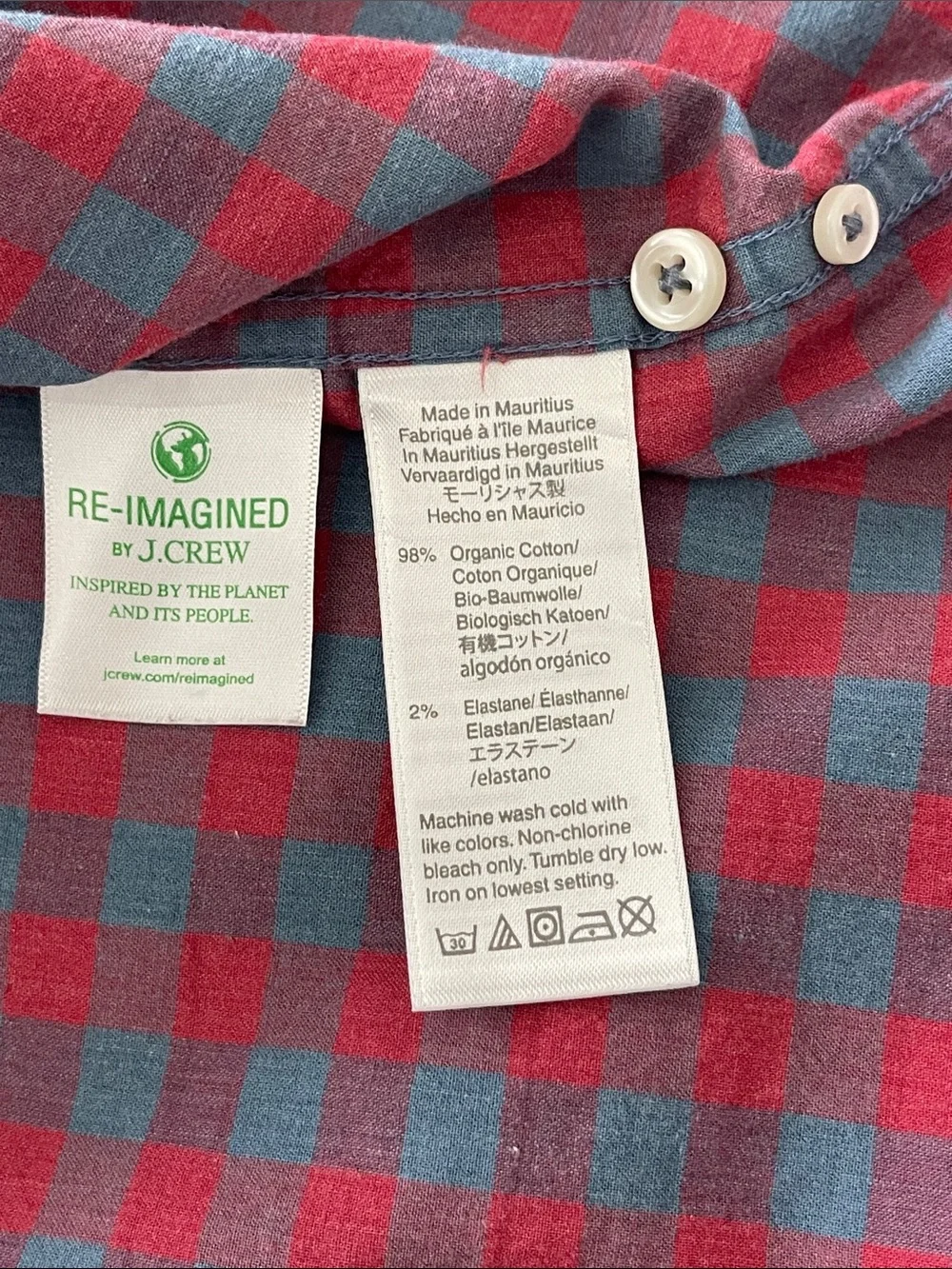 J.Crew Secret Wash Stretch Slim Untucked Buffalo Check Shirt L